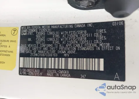 2007 Lexus Rx 350 from USA, damaged, VIN 2T2HK31U87C006169